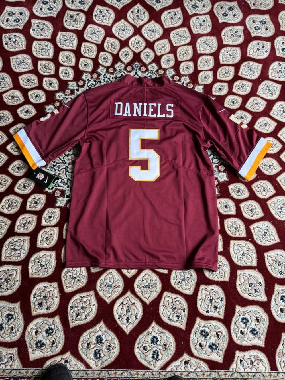 Jayden Daniels Burgundy Vapor Jersey Stitched